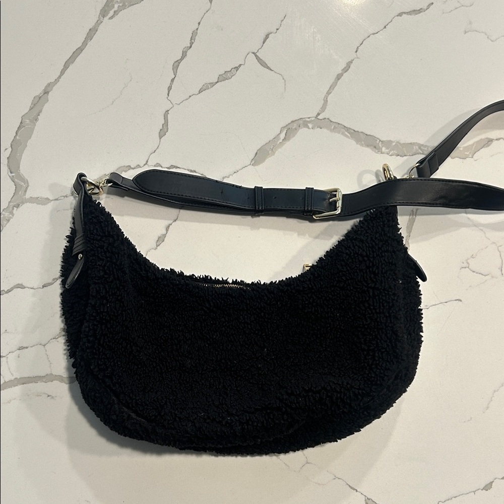 Black Sherpa Crossbody Bag